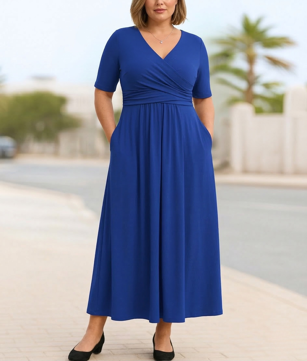 Brielle | Cross-Front Short Sleeve Dress