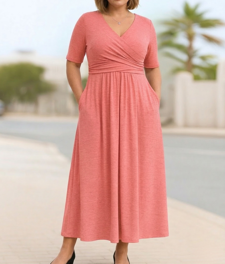 Brielle | Cross-Front Short Sleeve Dress