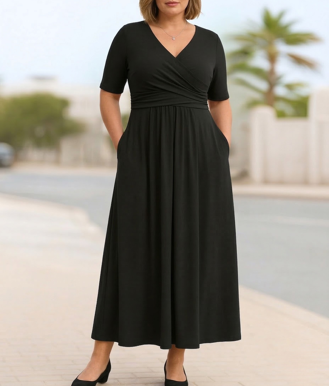 Brielle | Cross-Front Short Sleeve Dress