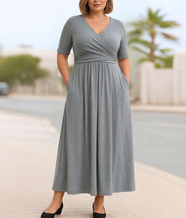 Brielle | Cross-Front Short Sleeve Dress