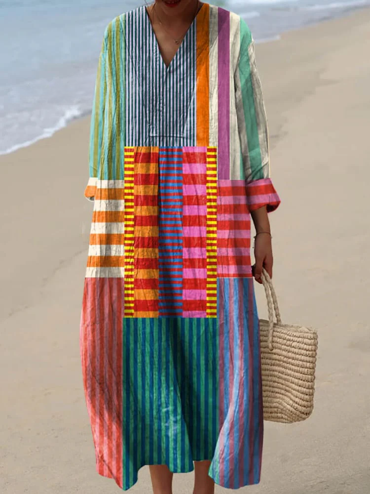 Tora | Retro Dress with Geometric Print for Women