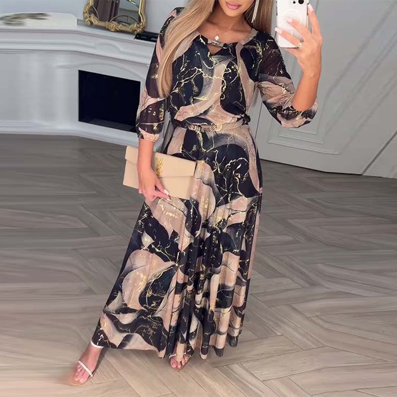 Selene | Printed Waist-Defined Dress