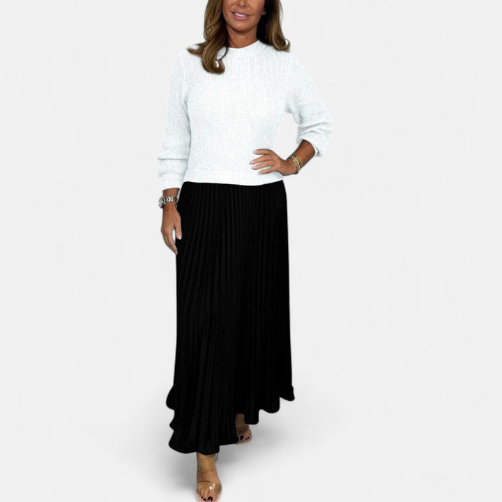 Karlee | Maxi Dress with Sweater and Pleated Skirt
