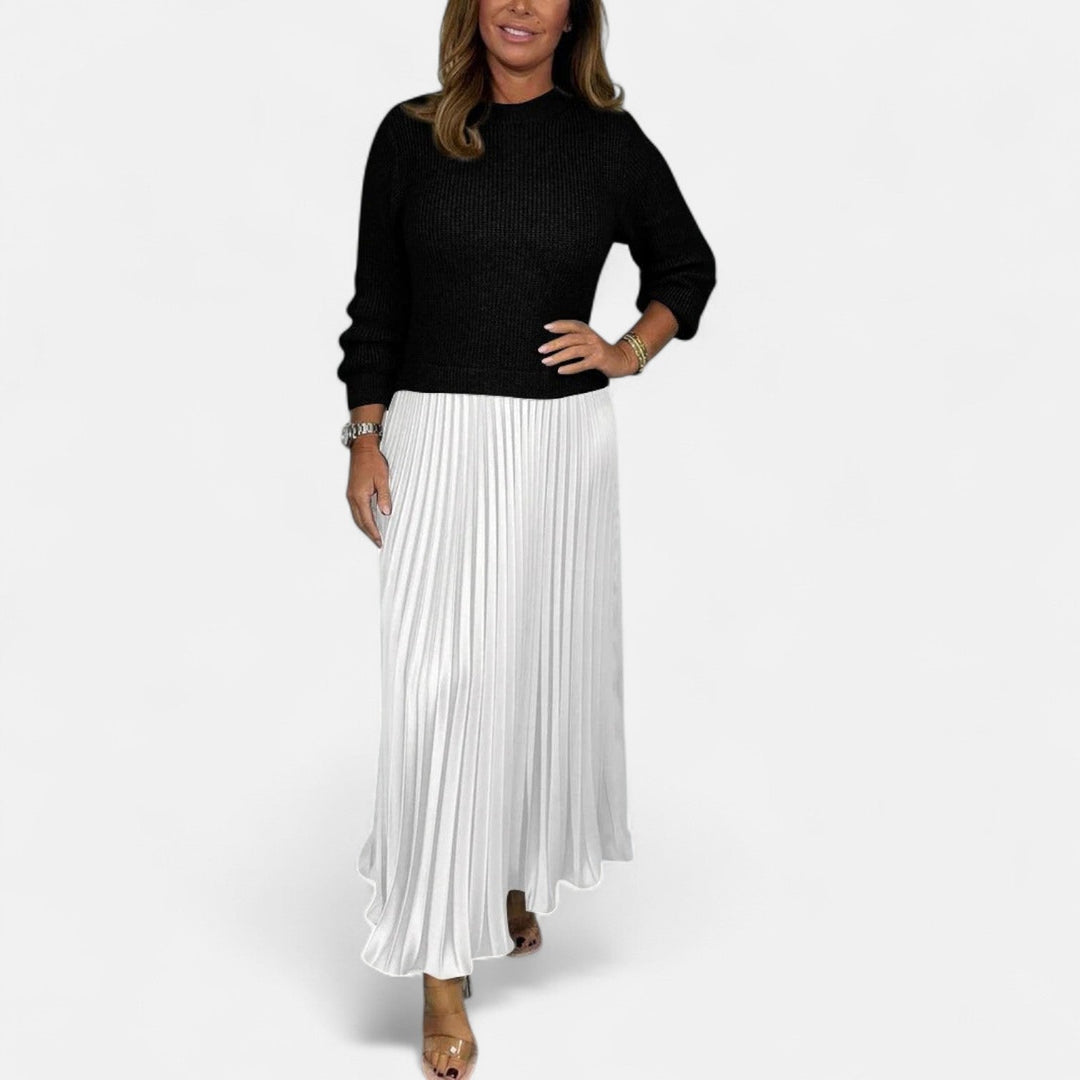 Karlee | Maxi Dress with Sweater and Pleated Skirt