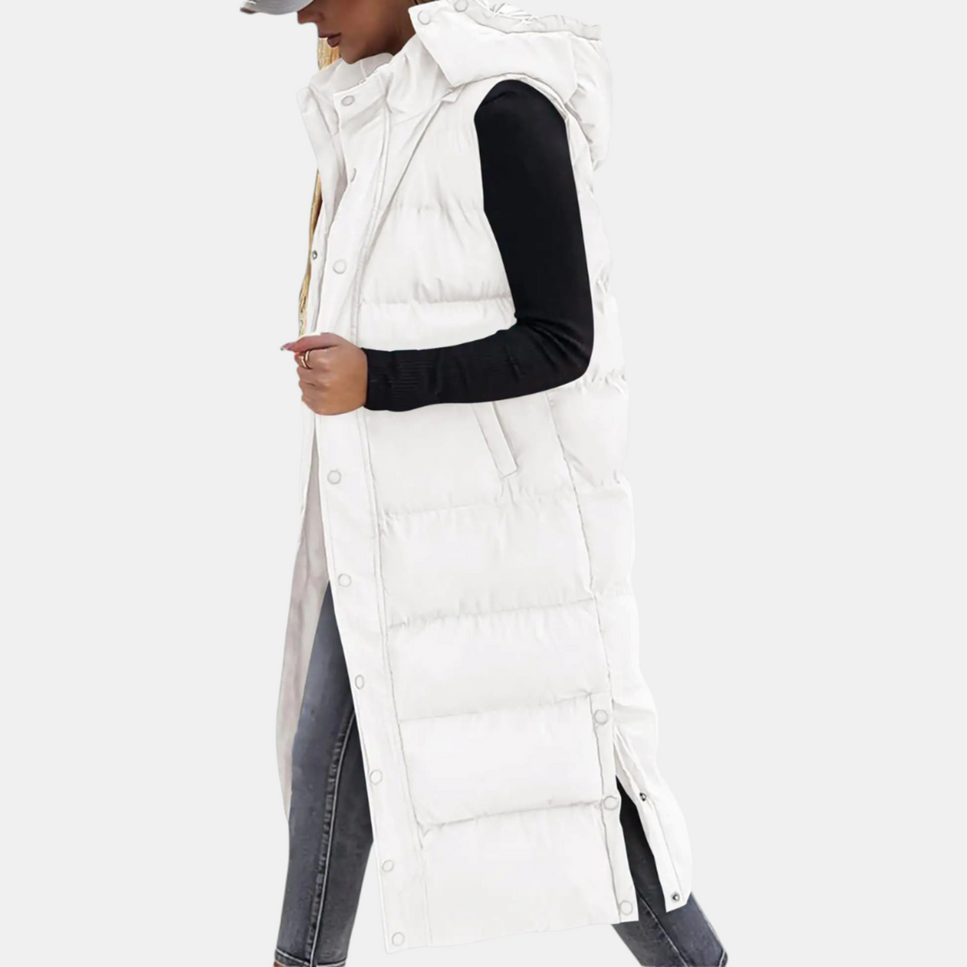 Viola – Quilted Hooded Maxi Puffer Vest