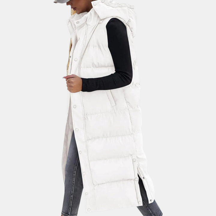 Viola – Quilted Hooded Maxi Puffer Vest
