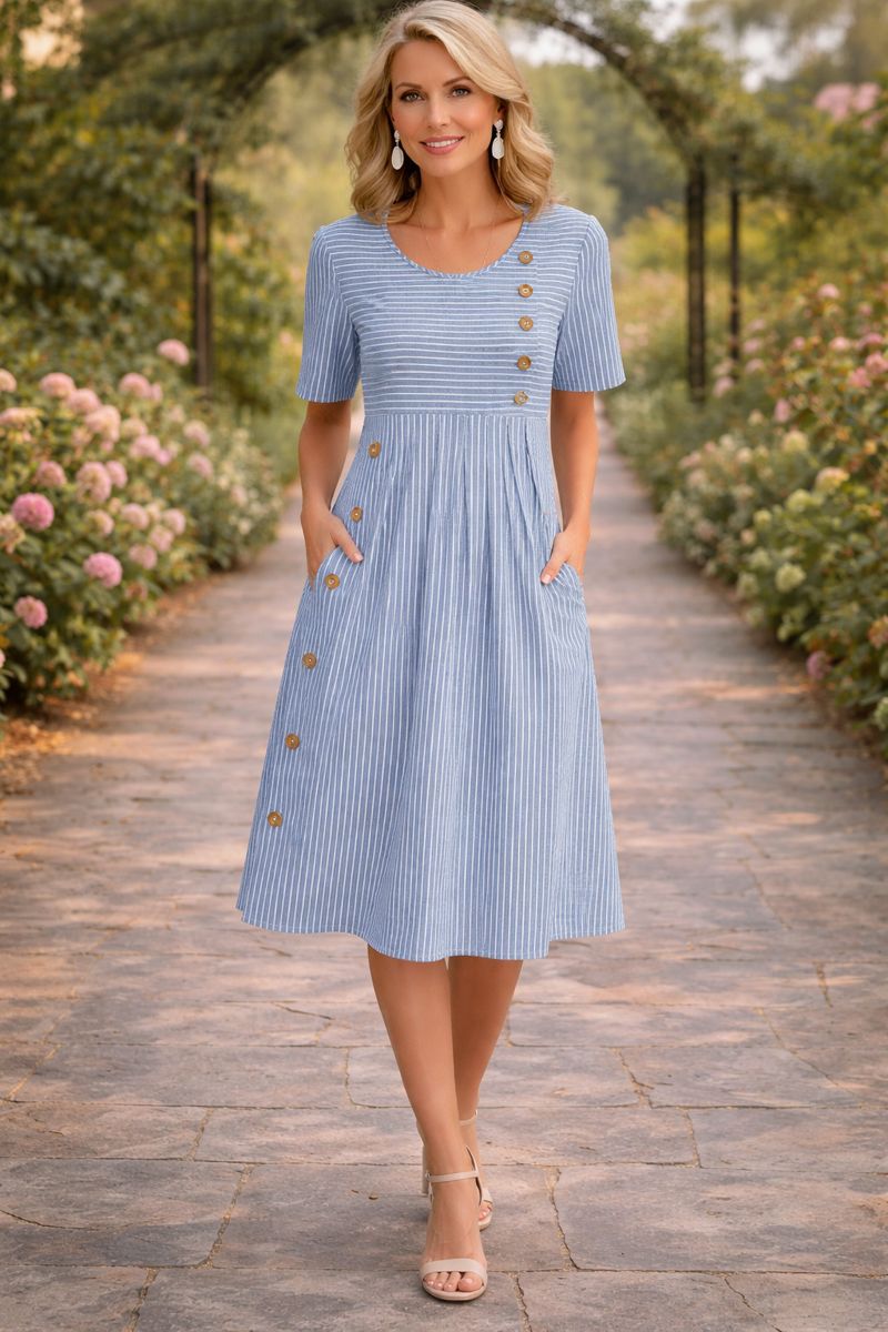Angie | Striped a-Line Midi Dress
