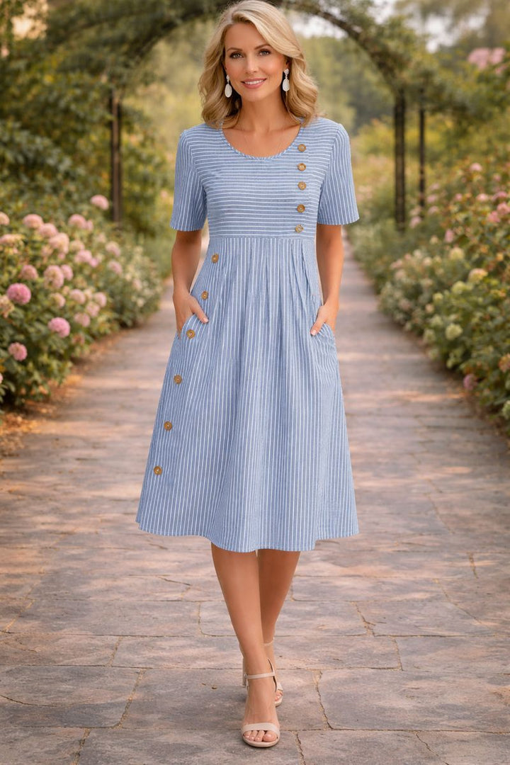 Angie | Striped a-Line Midi Dress