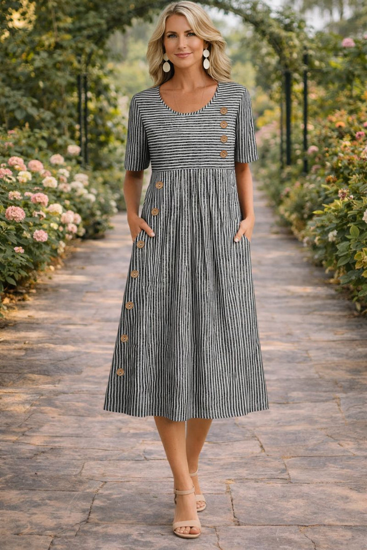 Angie | Striped a-Line Midi Dress
