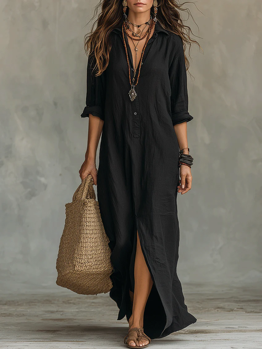 Ava | Oversized Button Maxi Dress