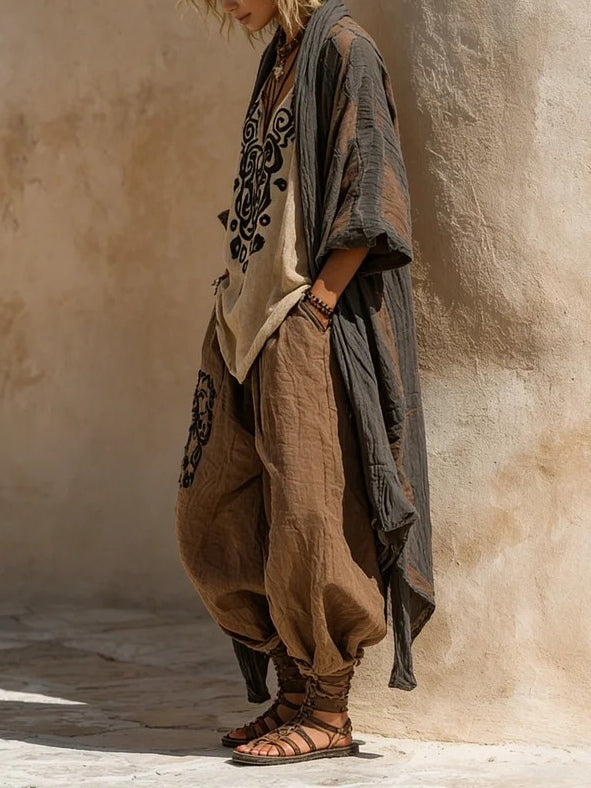 Vita | Nomadic Bohemian Art Print Three-Piece Set Outfit