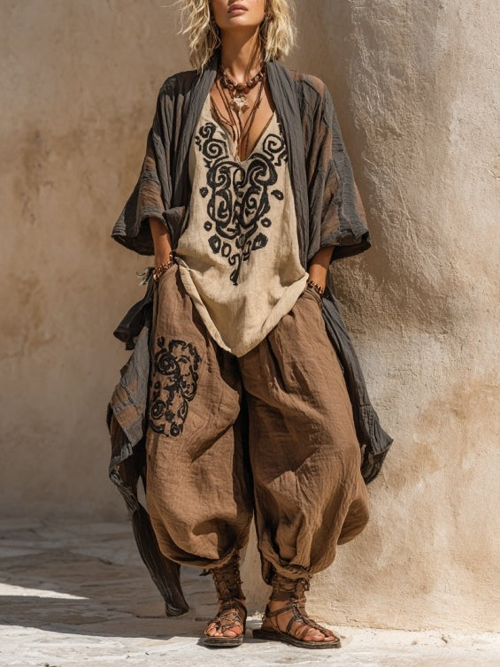 Vita | Nomadic Bohemian Art Print Three-Piece Set Outfit