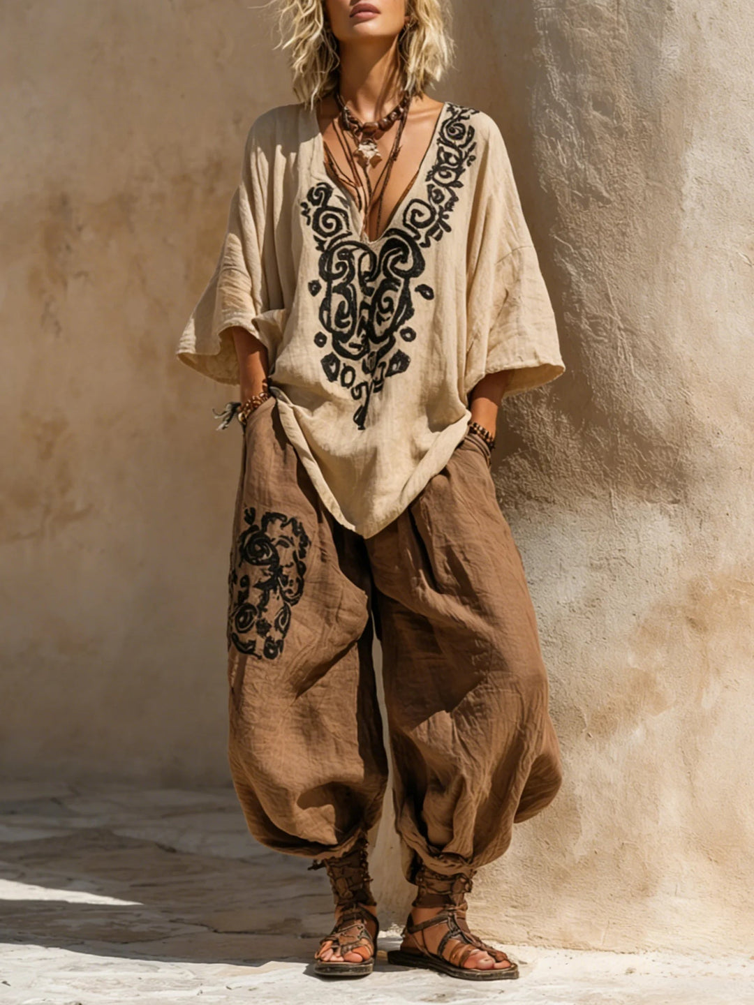 Vita | Nomadic Bohemian Art Print Three-Piece Set Outfit