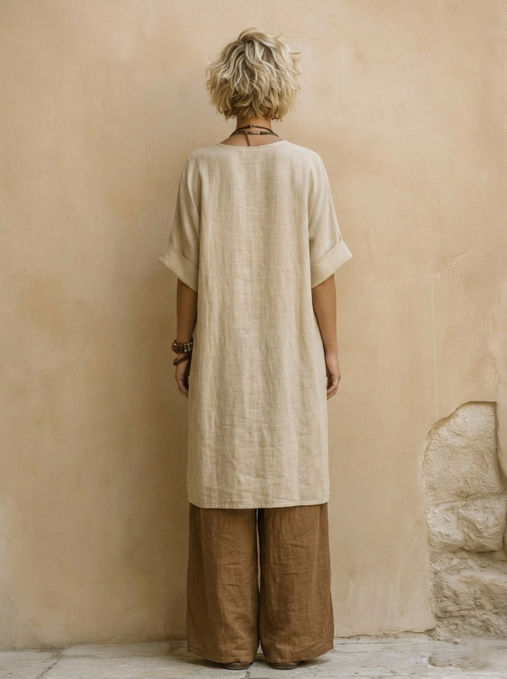 Margaret | Dark Gray & Brown Tribal Print Three-Piece Set