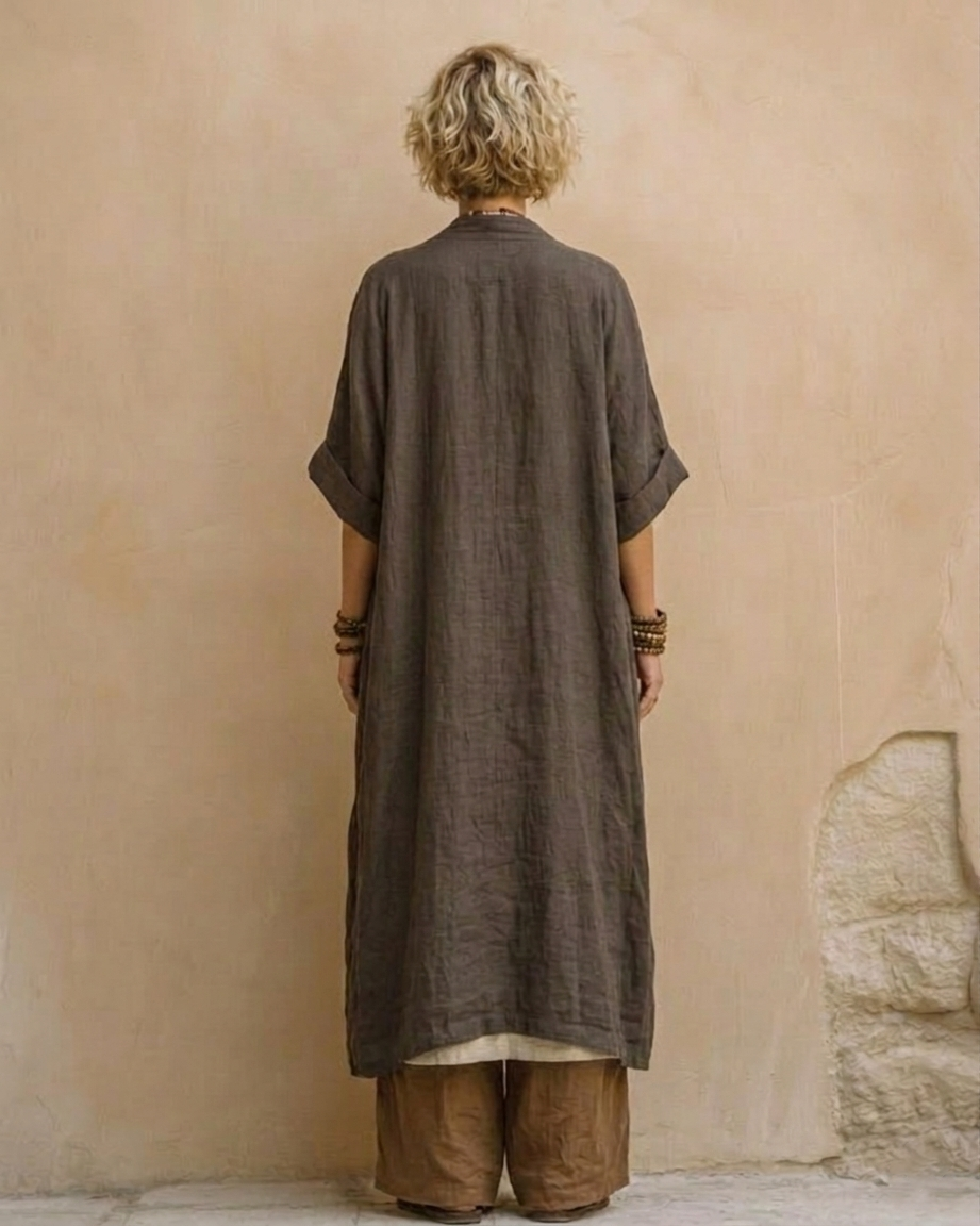 Margaret | Dark Gray & Brown Tribal Print Three-Piece Set