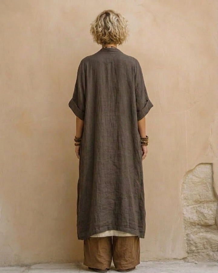 Margaret | Dark Gray & Brown Tribal Print Three-Piece Set