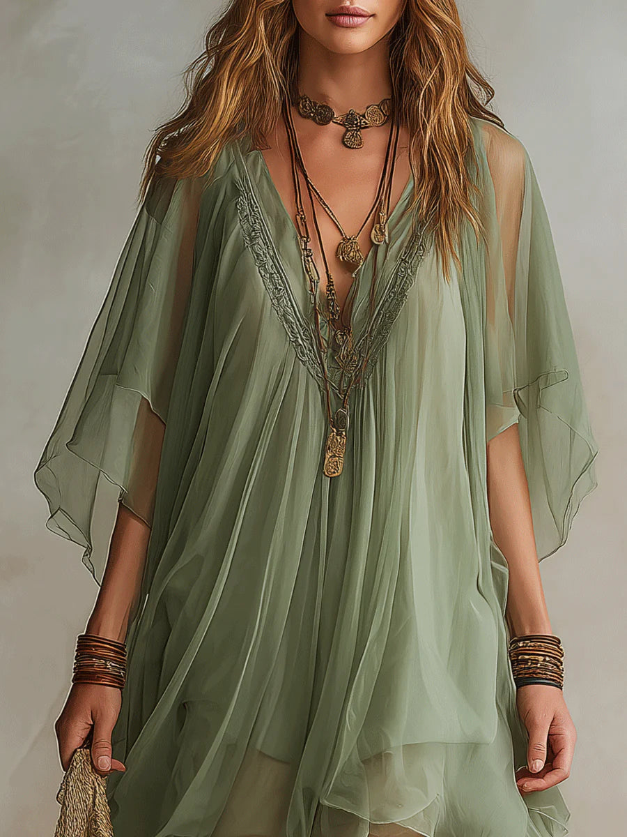 Zalia | Sheer Flow Tunic Dress