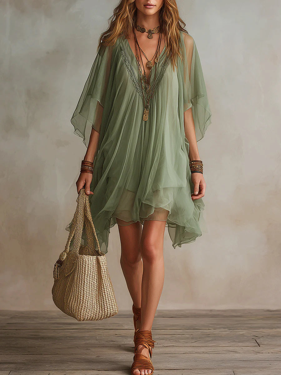 Zalia | Sheer Flow Tunic Dress