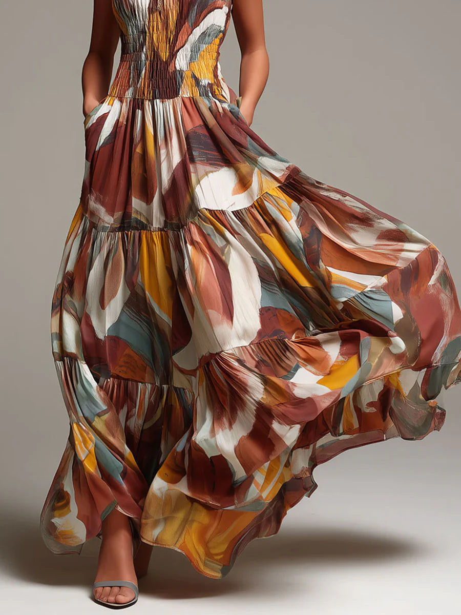 Sophia | Abstract Flow Maxi Dress