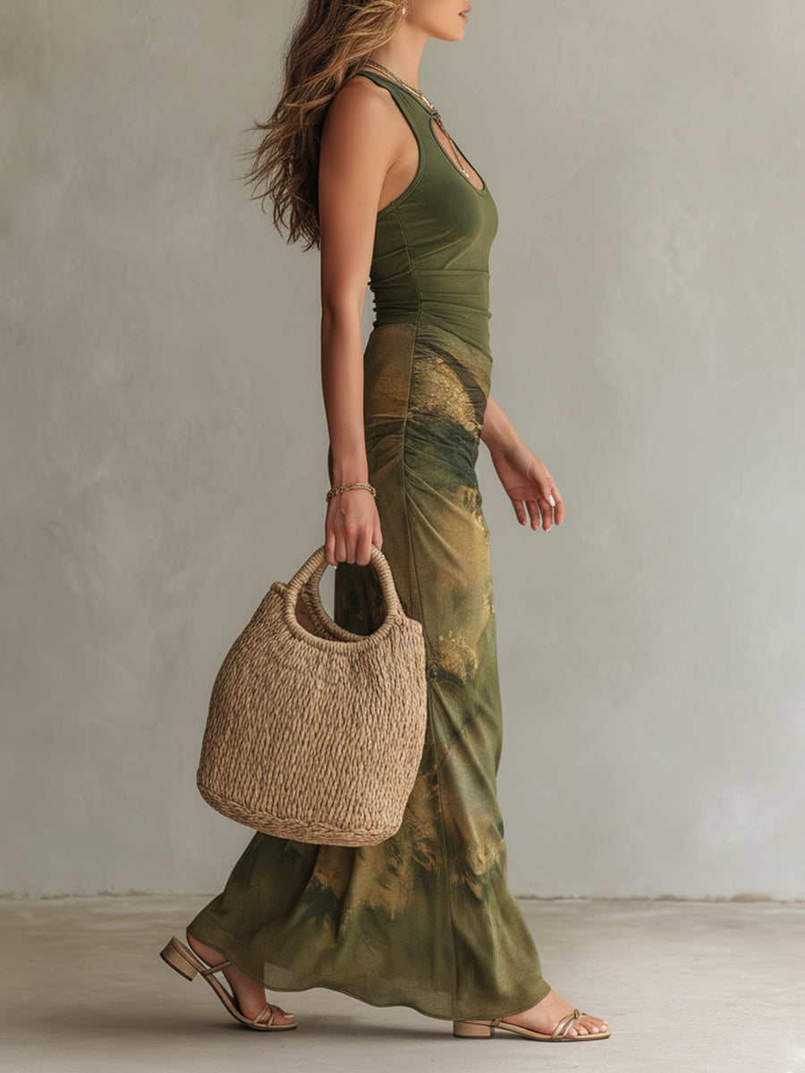 Evanna | Sculpted Tie-Dye Maxi Dress