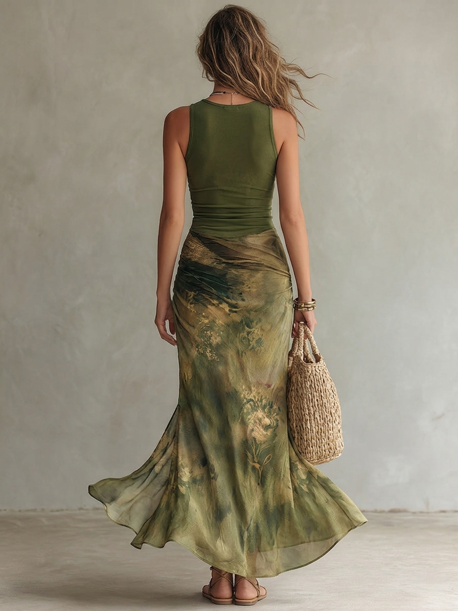 Evanna | Sculpted Tie-Dye Maxi Dress