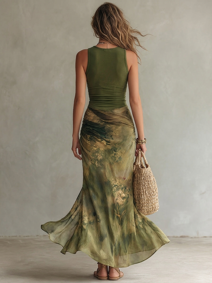 Evanna | Sculpted Tie-Dye Maxi Dress