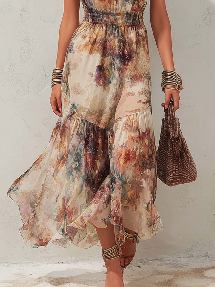 Laurie | Soft Floral Halter Maxi Dress
