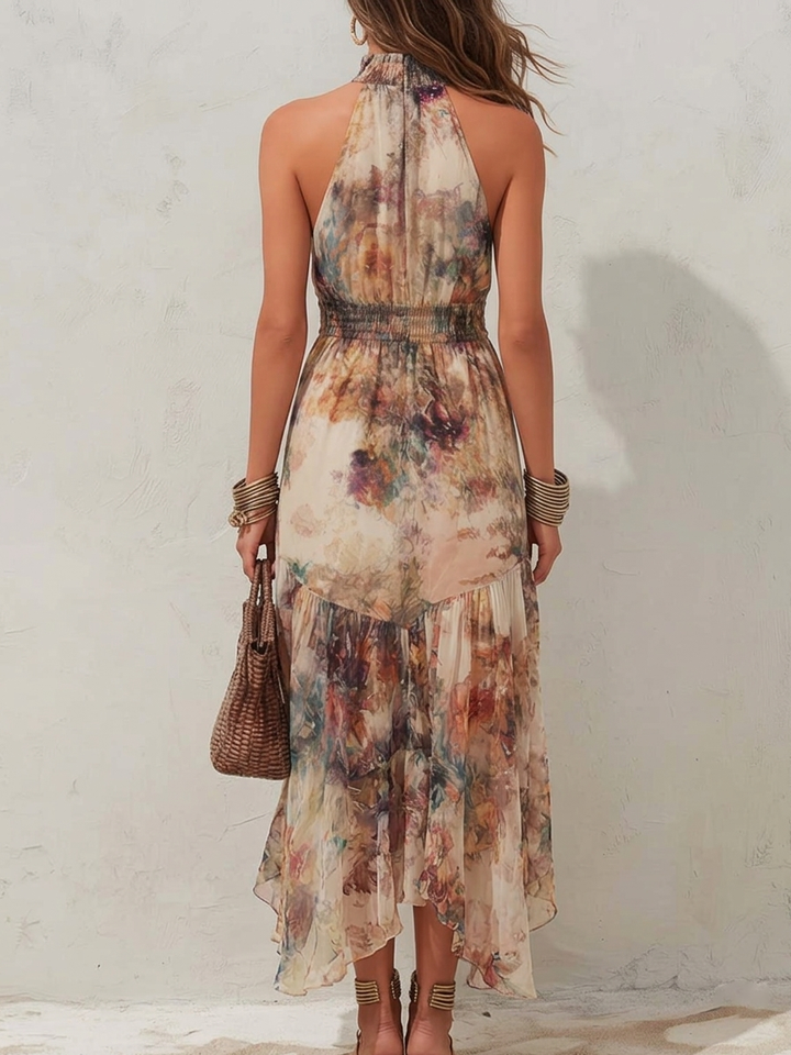 Laurie | Soft Floral Halter Maxi Dress