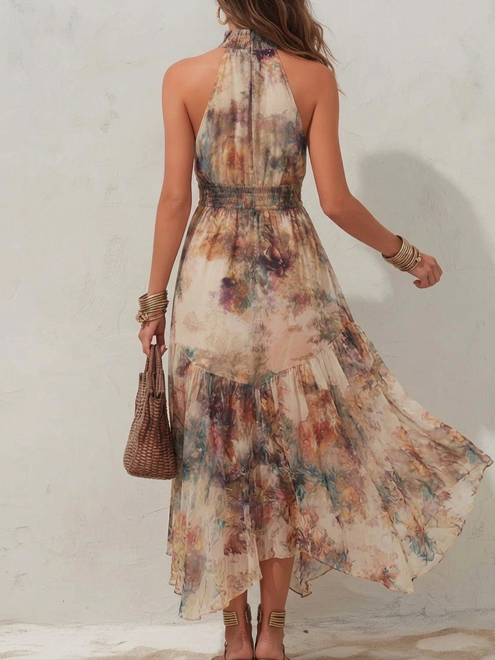 Laurie | Soft Floral Halter Maxi Dress
