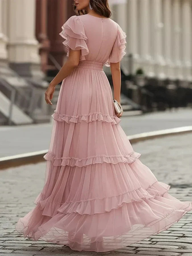 Lucille | Light Pink Elegant Wedding Maxi Dress