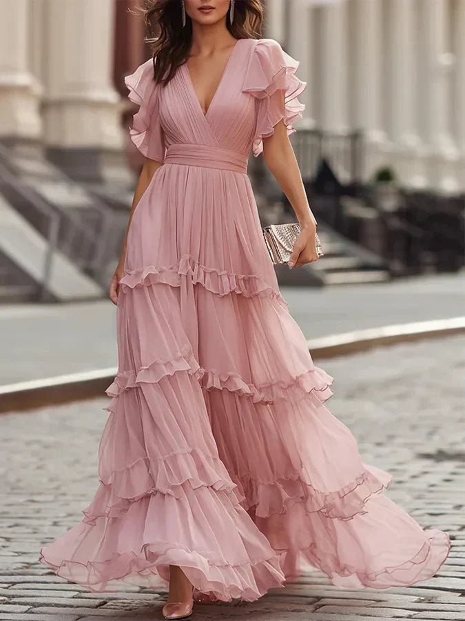 Lucille | Light Pink Elegant Wedding Maxi Dress