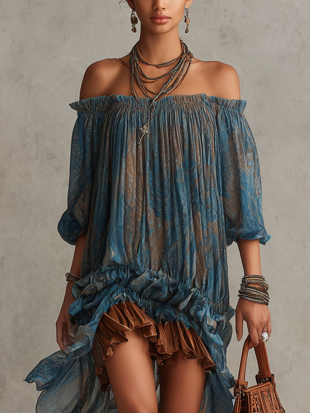 Quincy | Off-Shoulder Boho Mini Dress