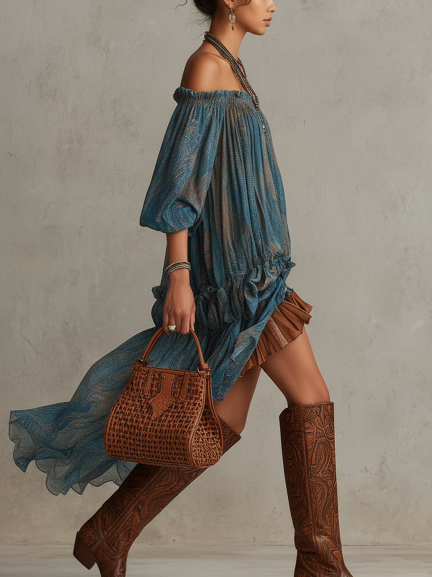 Quincy | Off-Shoulder Boho Mini Dress