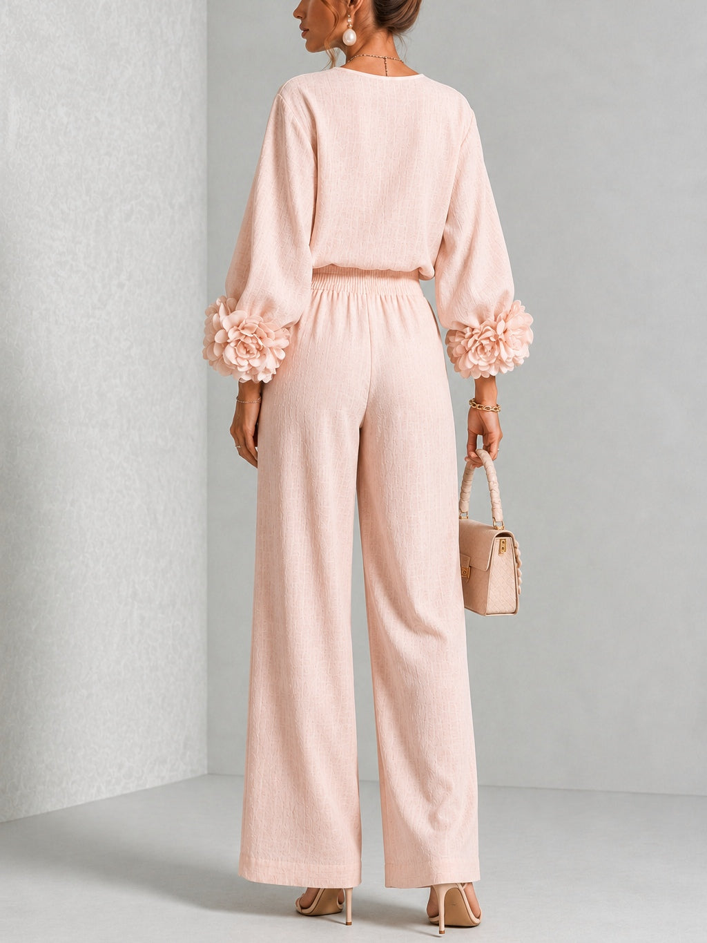Rae – Floral Cuff Wide-Leg Two-Piece Set