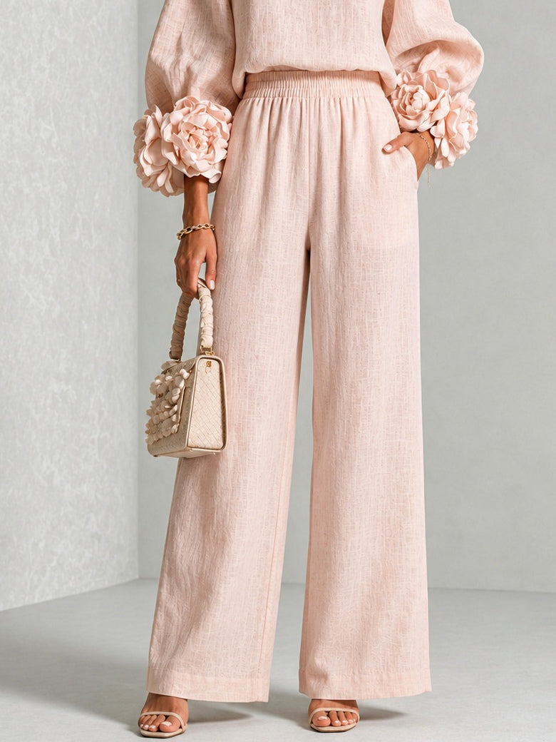 Rae – Floral Cuff Wide-Leg Two-Piece Set