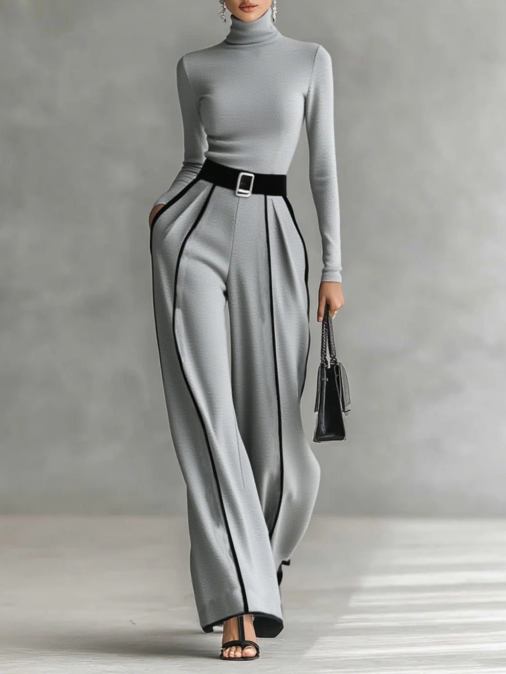 Violet | Turtleneck Wide-Leg Pants Set