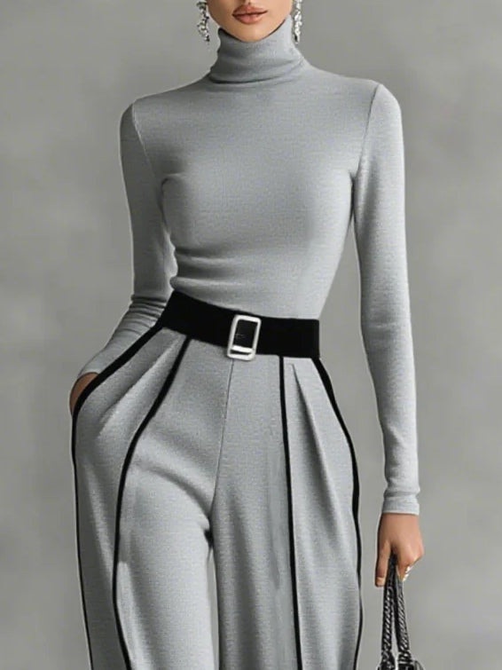 Violet | Turtleneck Wide-Leg Pants Set