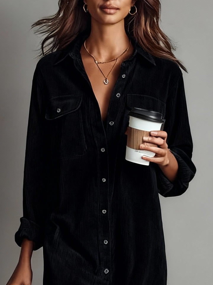 Kimberly – Corduroy-Look Shirt Midi Dress