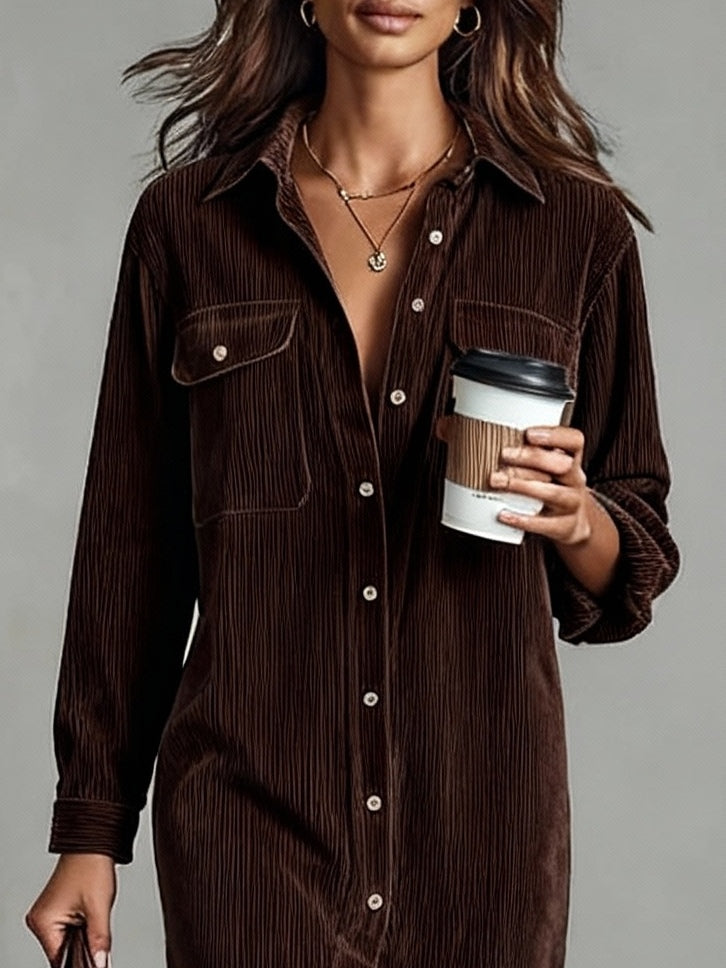 Kimberly – Corduroy-Look Shirt Midi Dress