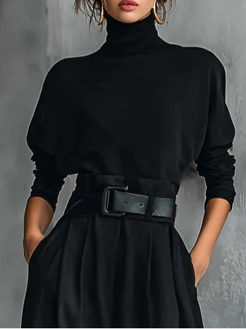 Hazel | Black Belted Two-Piece Set