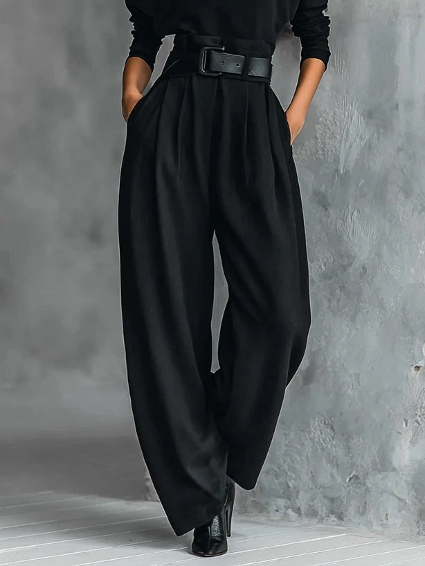 Hazel | Black Belted Two-Piece Set