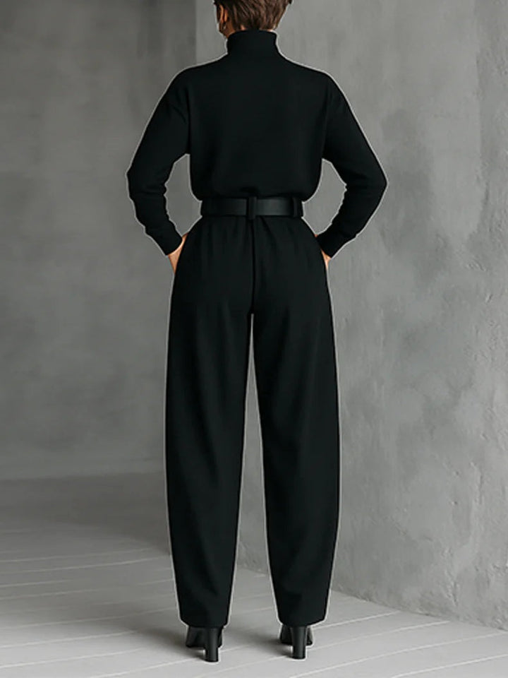 Hazel | Black Belted Two-Piece Set