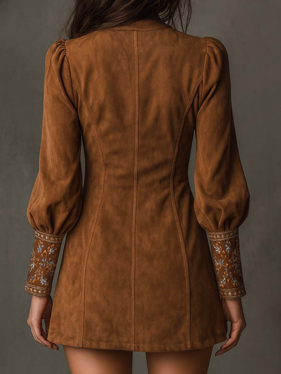Dora | Short Dress with Suede Effect