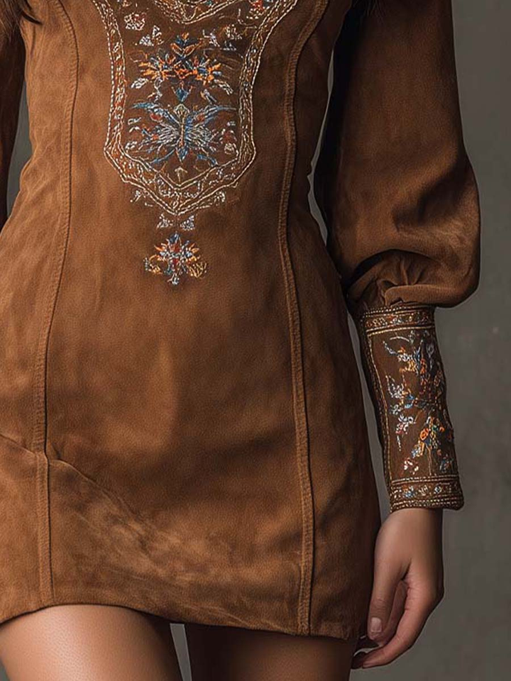 Dora | Short Dress with Suede Effect