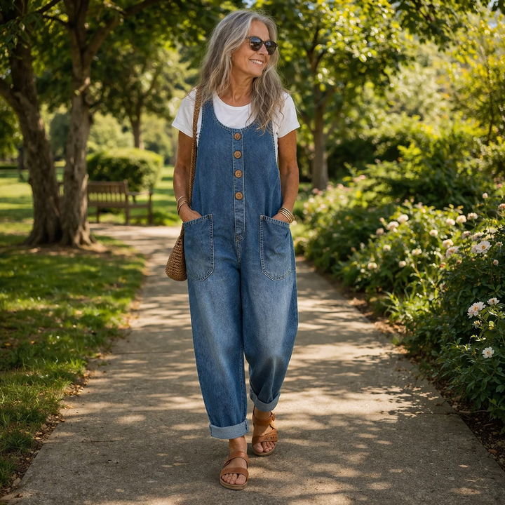 Tara – Relaxed Denim-Look Overalls