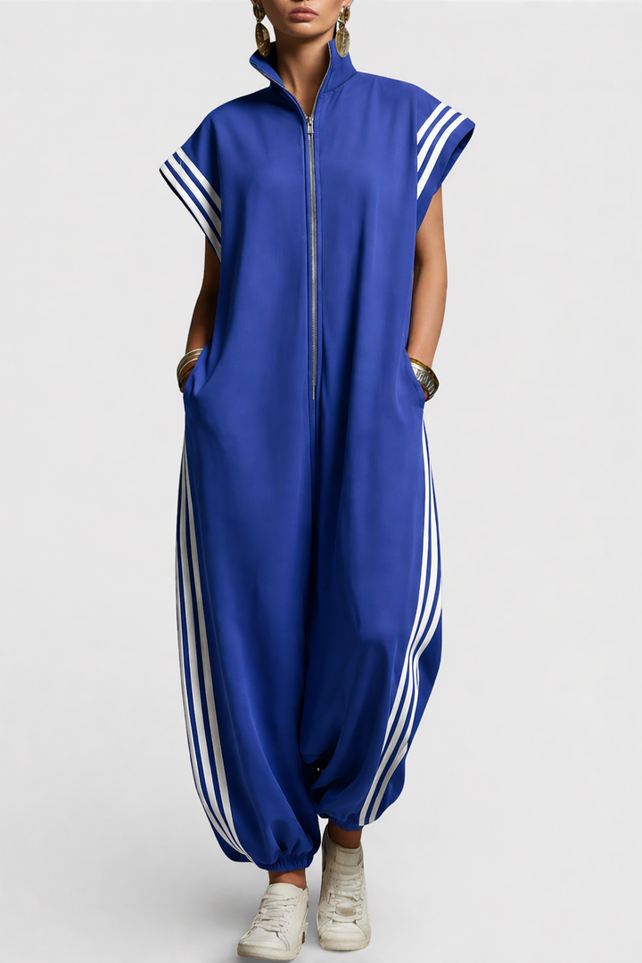 Sharon – Sporty Zip-Front Relaxed Jumpsuit