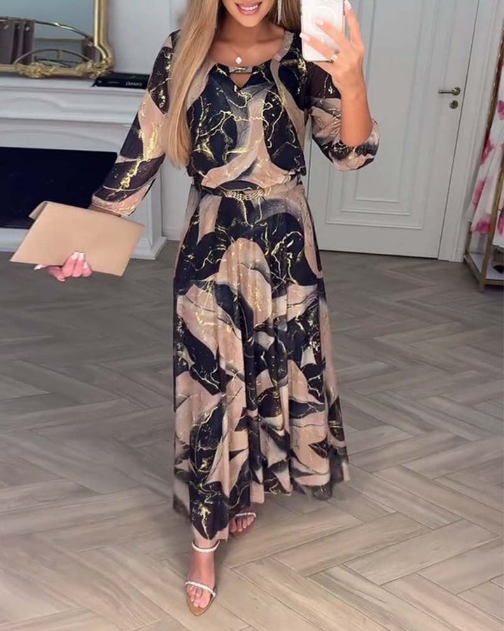 Selene | Printed Waist-Defined Dress
