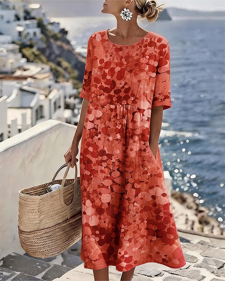 Trudy – Abstract Floral Print Midi Dress