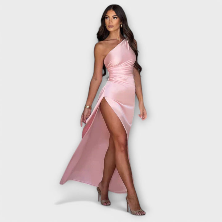 Gracie | Asymmetrical Maxi Dress with Draping on One Arm