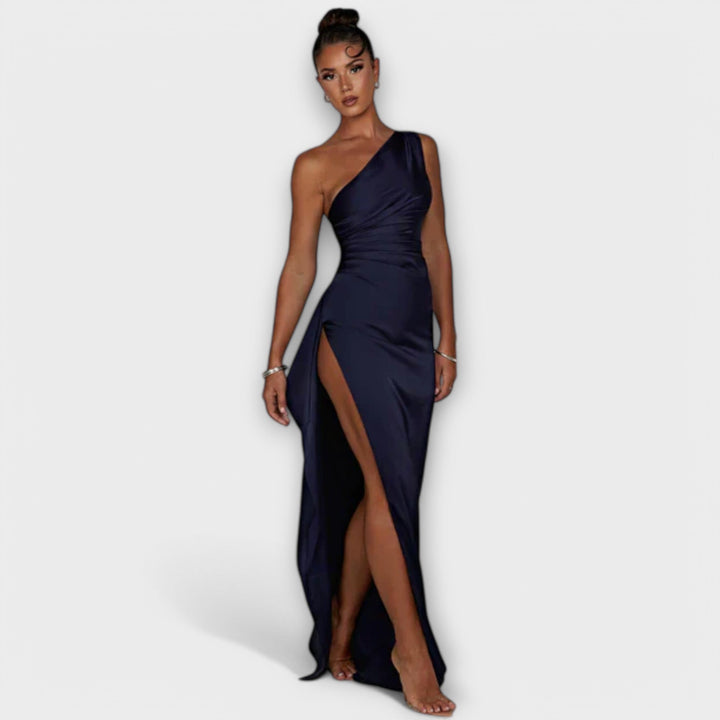Gracie | Asymmetrical Maxi Dress with Draping on One Arm
